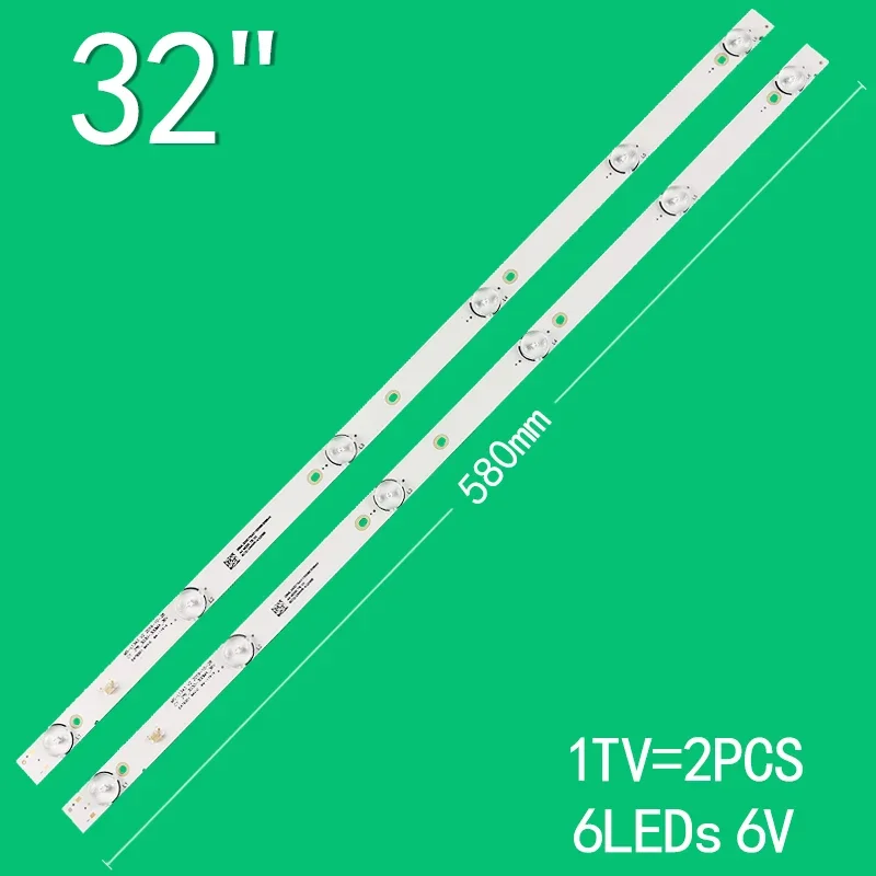 Nieuwe 2 STKS 6LED LED-achtergrondverlichtingstrip voor 32 inch JL.D 32061330 -081AS-M FZD-03 E 348124   MS-L1343 L2202 L1074 V2 2-6-3030-300MA-36V