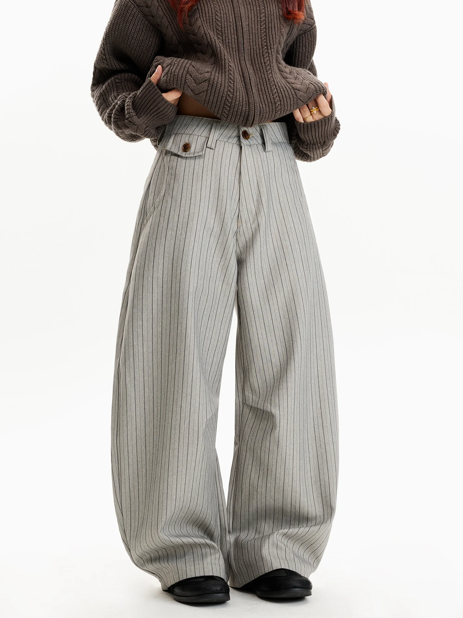 

Damon Island American Old Money Stripe Wide Leg Pants Loose Suit Trousers for Men And Women Casual Knife ape Couple Clothes