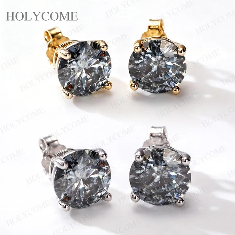 

Серьги-гвоздики с бриллиантами «Соль и перец» из серебра 925 пробы, круглой огранки, серые, для повседневной носки, изысканные ювелирные изделия, подарки на День матери