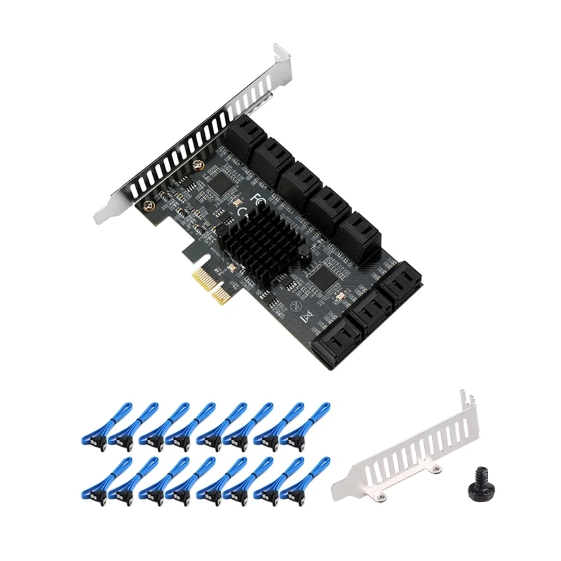 

6Gbps PCIE 4X to SATA3.0 16-Port Expansion Card for Chia Mining for