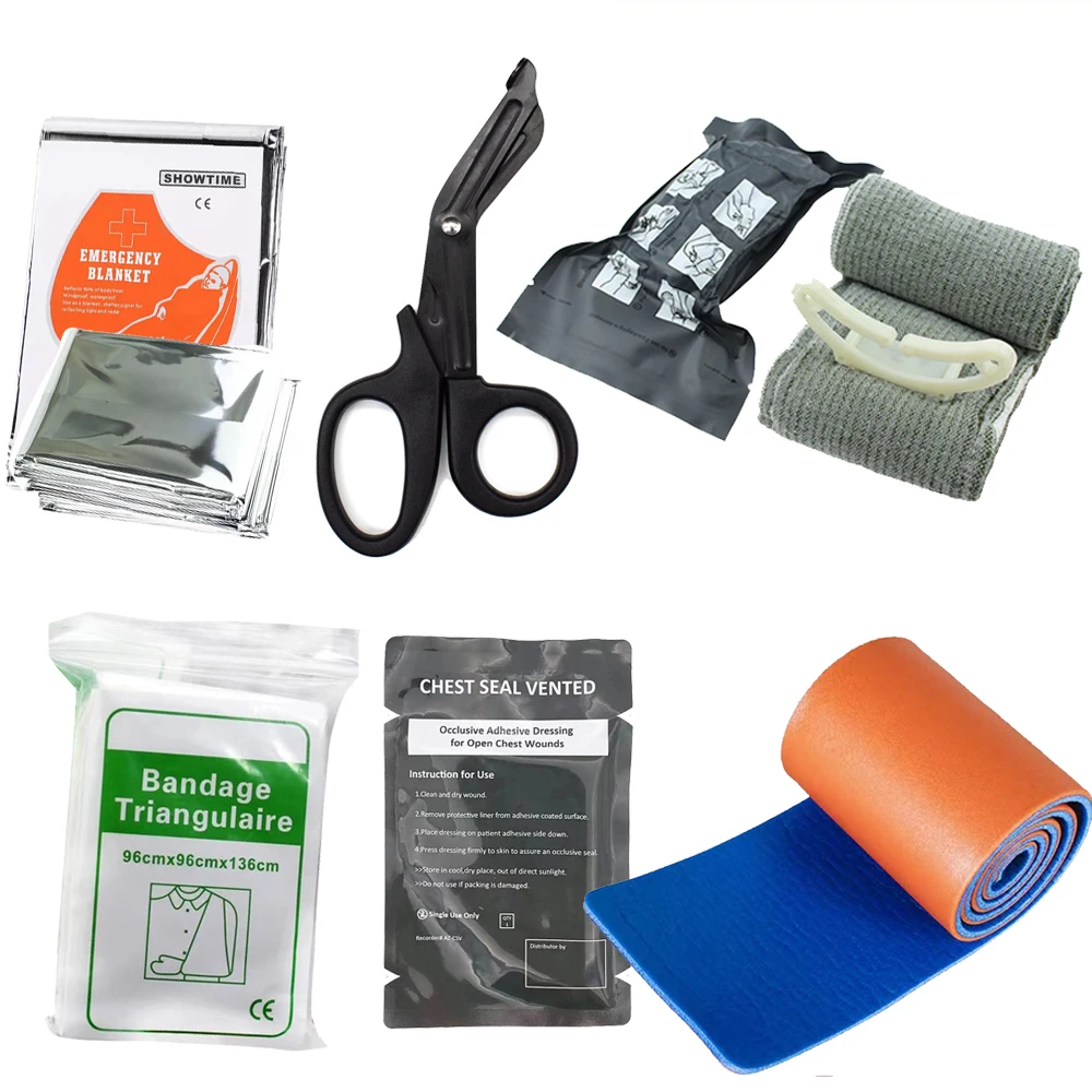 Outdoor Emergency First Aid Kit Camping Travel First Aid Survival Supplies Israel Bandage Roll Splint Medical Scissors Blankets