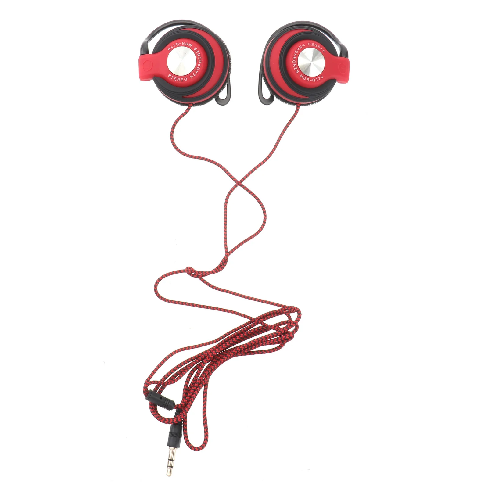 

Wired Clip on Ear Headphones 3.5mm Red Stereo Surround Sound Comfortable Lightweight Design for Phone Pc Laptop Compatible with