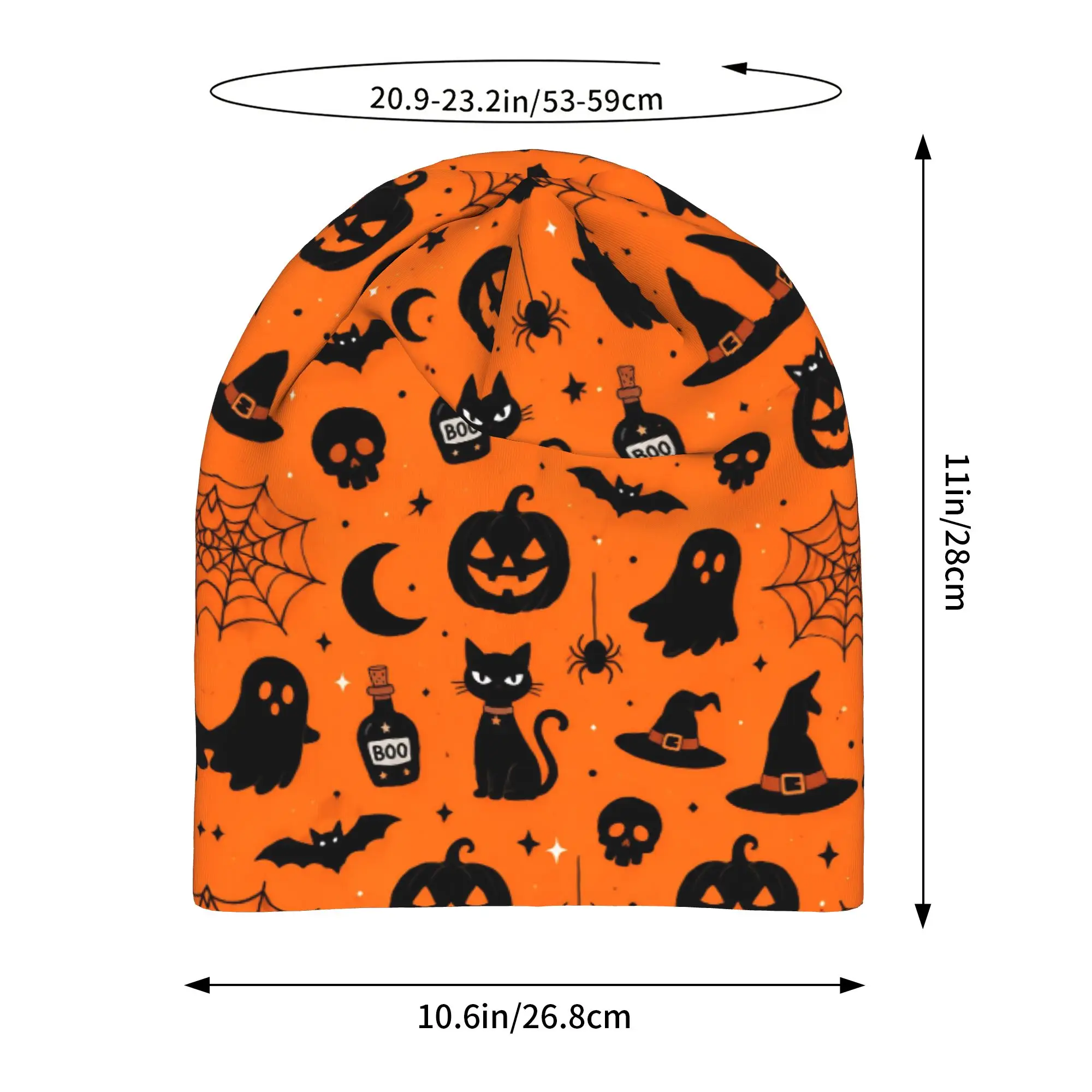 Halloween Ghost Pumpkin Spooky Trick Or Treat Witch Beanie Cap for Men Women Streetwear  Beanies Hat for Gym Workout