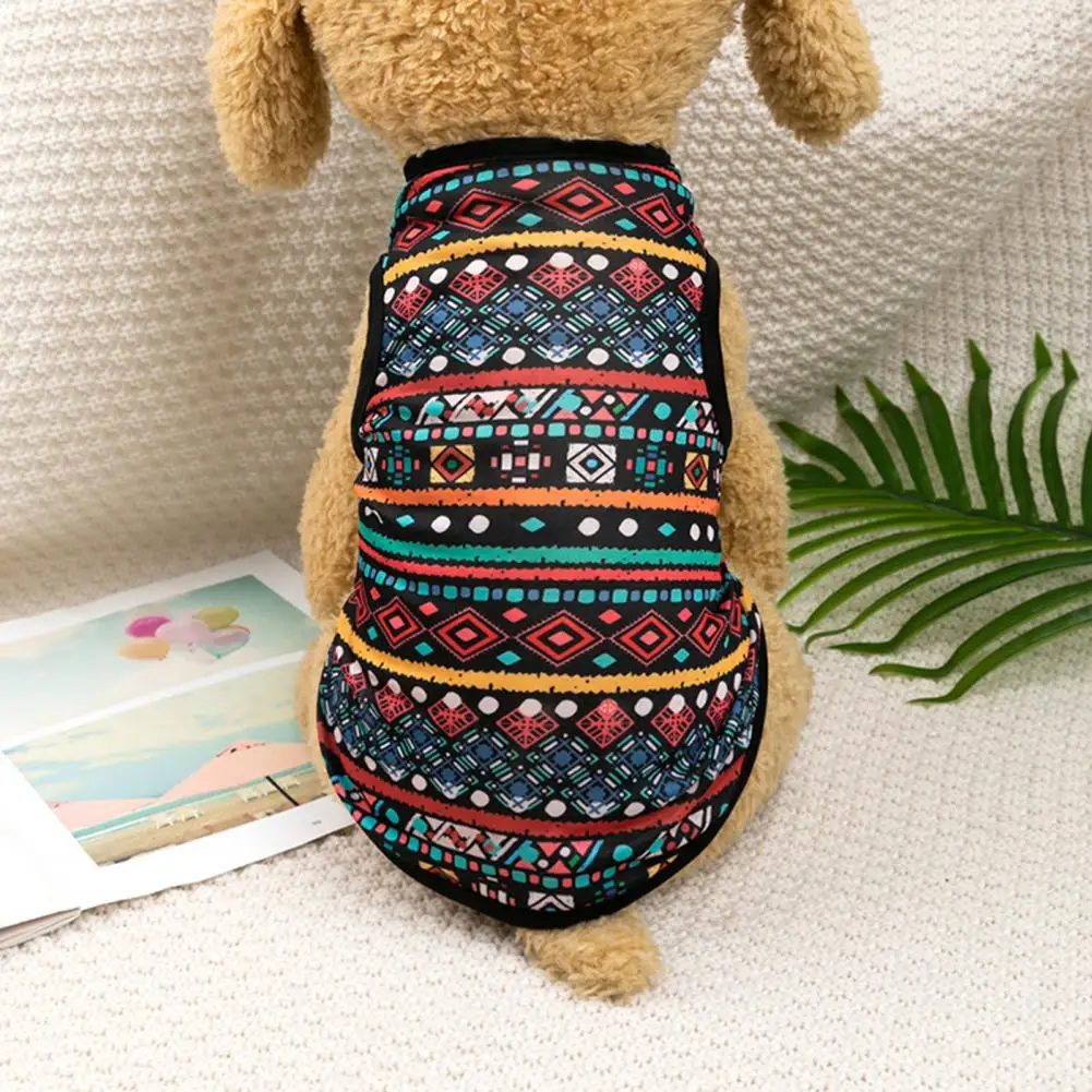 Trendy  Dog T-shirt Sleeveless Vintage Pet Summer Clothes Ethnic Style Soft Cat Summer Vest Pet Supplies