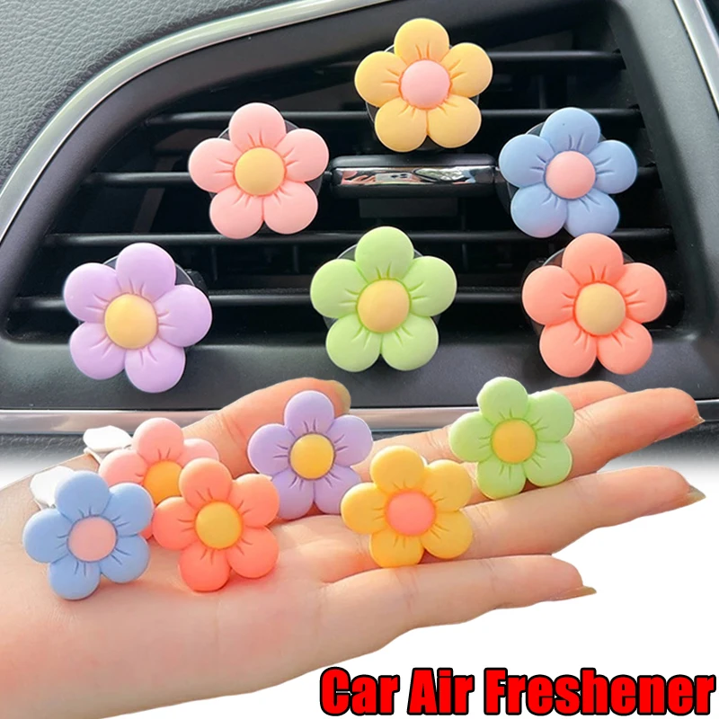 1pc Car Air Freshener Multicolor Flower Styling Aroma Diffuser Automobile Air Vent Perfume Universal Car Accessories Interier