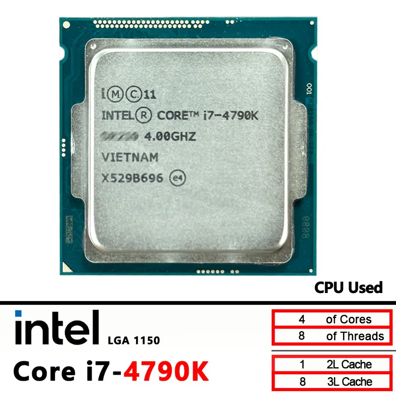 Intel Gebrauchte Core i7-4790K i7 4790K 4,0 GHz Quad-Core Acht-Thread-CPU 88 W 8 MB LGA 1150