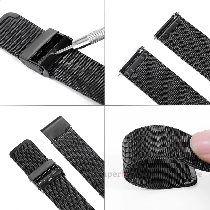 Correa de reloj milanesa de malla de 18mm, 20mm, 22mm y 0,4mm para Huawei Watch GT4/3, correa de acero inoxidable para pulsera de liberación rápida DW