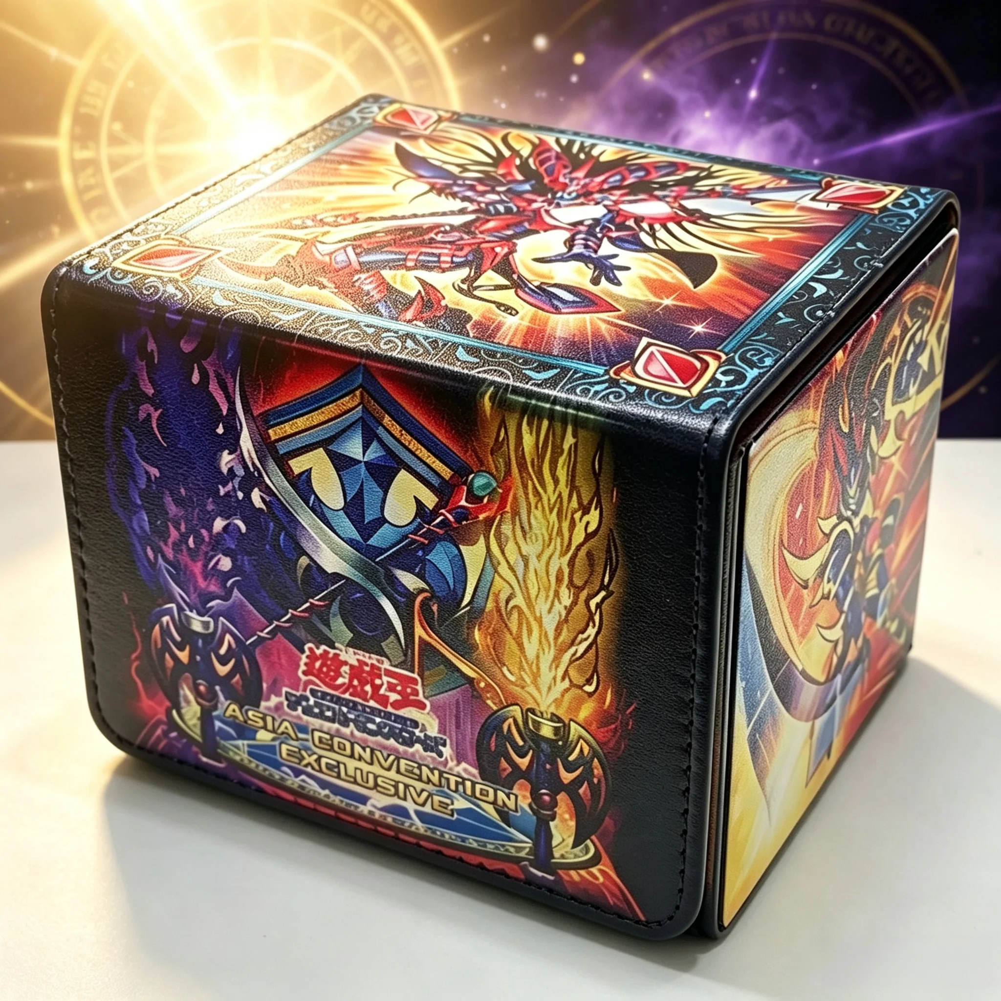 Yu-Gi-Oh！PU Magnetic Light and Darkness Ritual Card Box Black Luster Soldier of Light and Darkness Collection Card Storage Box