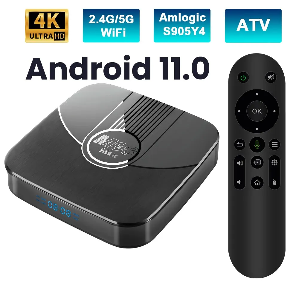 Transpeed ATV Android 11 TV Box Amlogic S905Y4 Met Voice Assistant TV Apps BT5.0 Dual 100M WiFi Ondersteuning 4K 3D Set Top Box