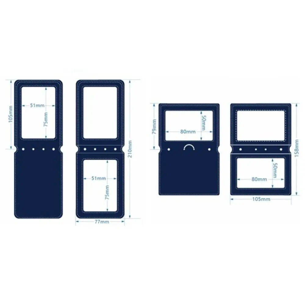 両面レザーカードカバー ネックストラップ付き バッジクリップ IDカードホルダー 折りたたみクリアレザーバッジホルダー バッジアクセサリー