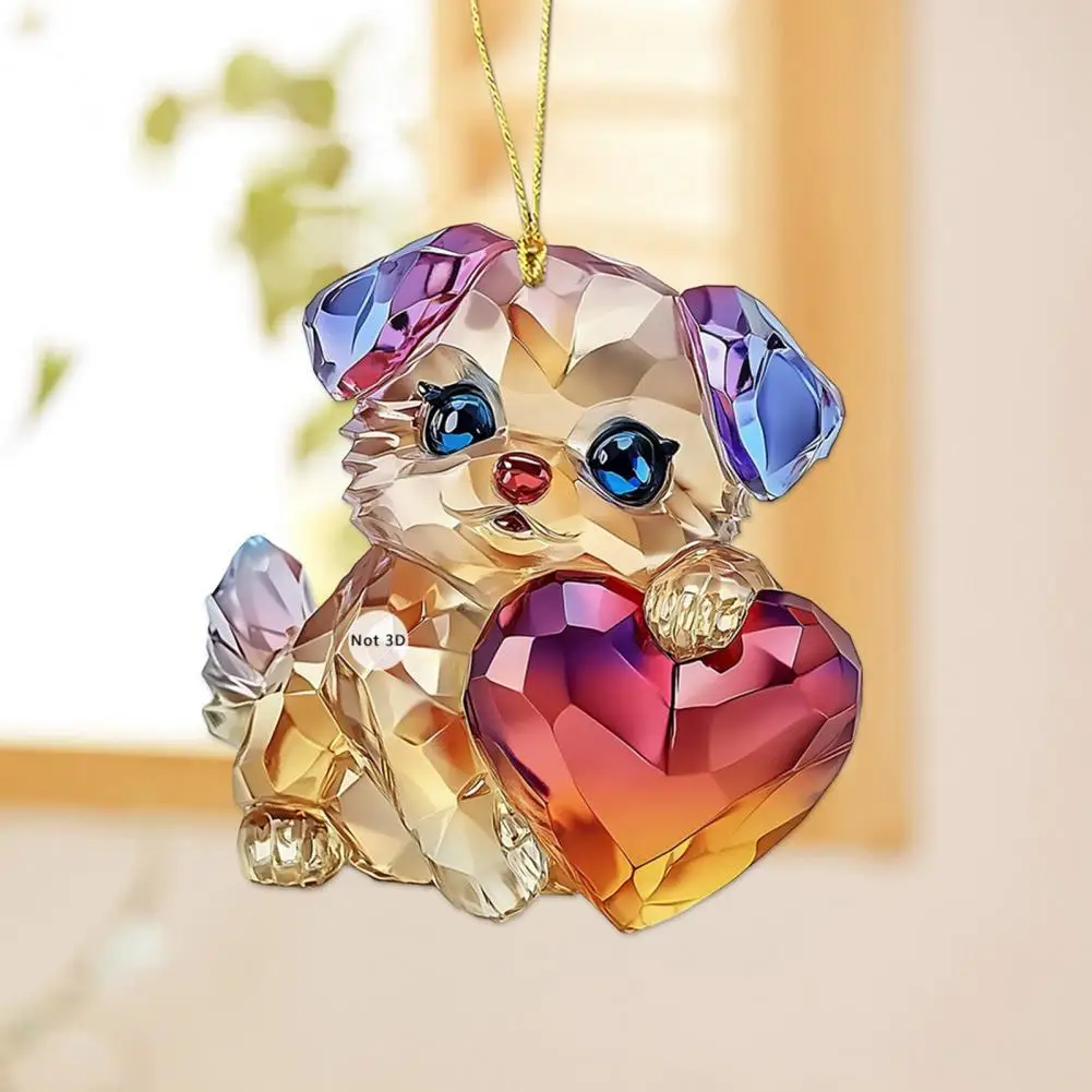 Raccoon Hanging Ornament Cute Cat Ornament with Heart Valentine's Day Cartoon Animal Keychain Set Cute Cat Dog Rabbit for Car