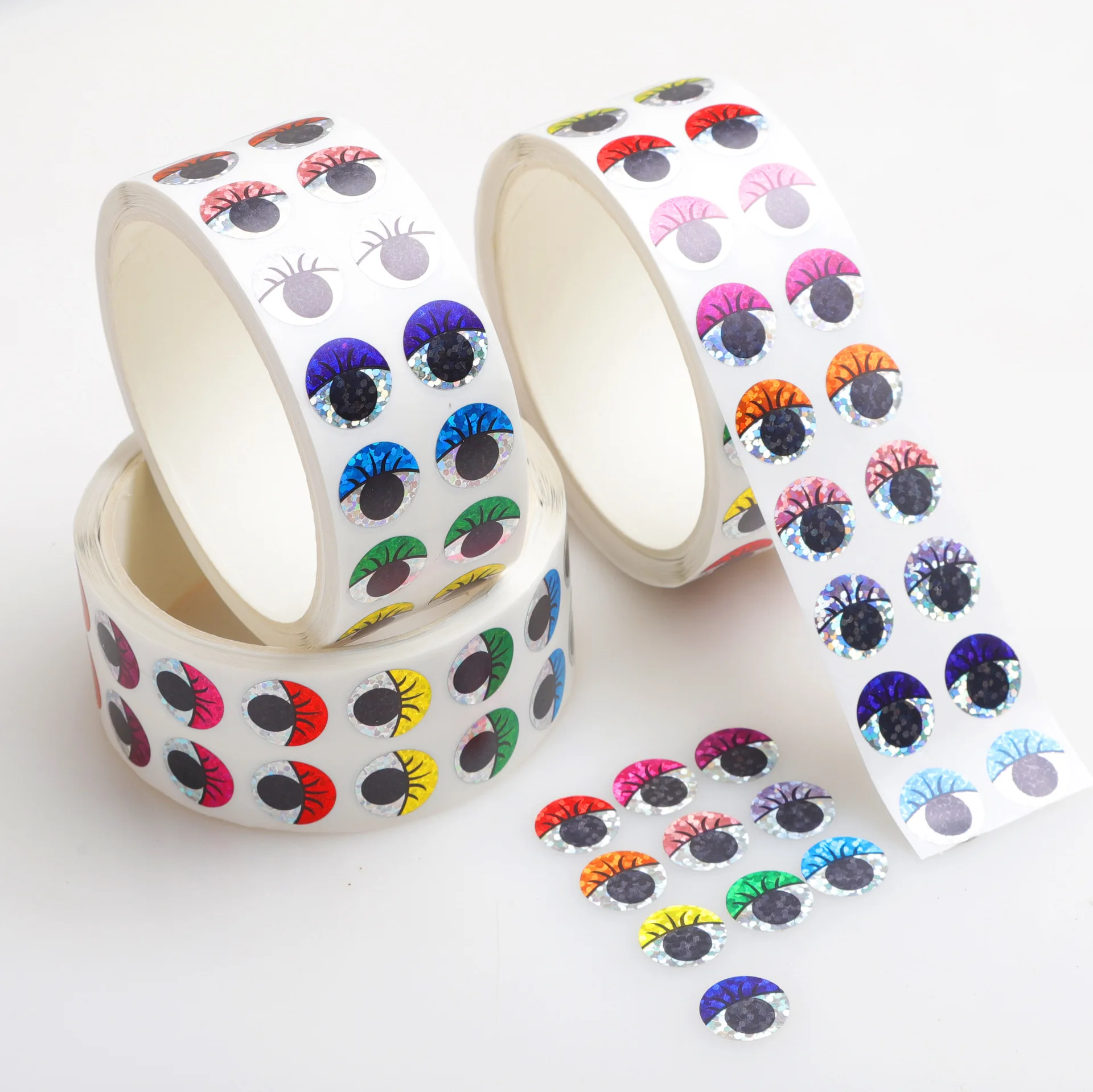 1000Pcs Glittery Shiny Eyes Stickers  - 20 Colors Eyelash Design Self-Adhesive Stickers For Scrapbooking, Journals, DIY Projects