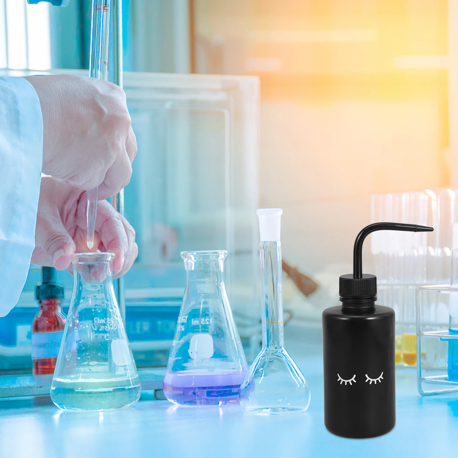 

4 Pcs Eyelash Cleansing Bottle Wash Rinse Black Squeeze Glue Supplies Plastic Empty Bottles Irrigation Sprinkling Can