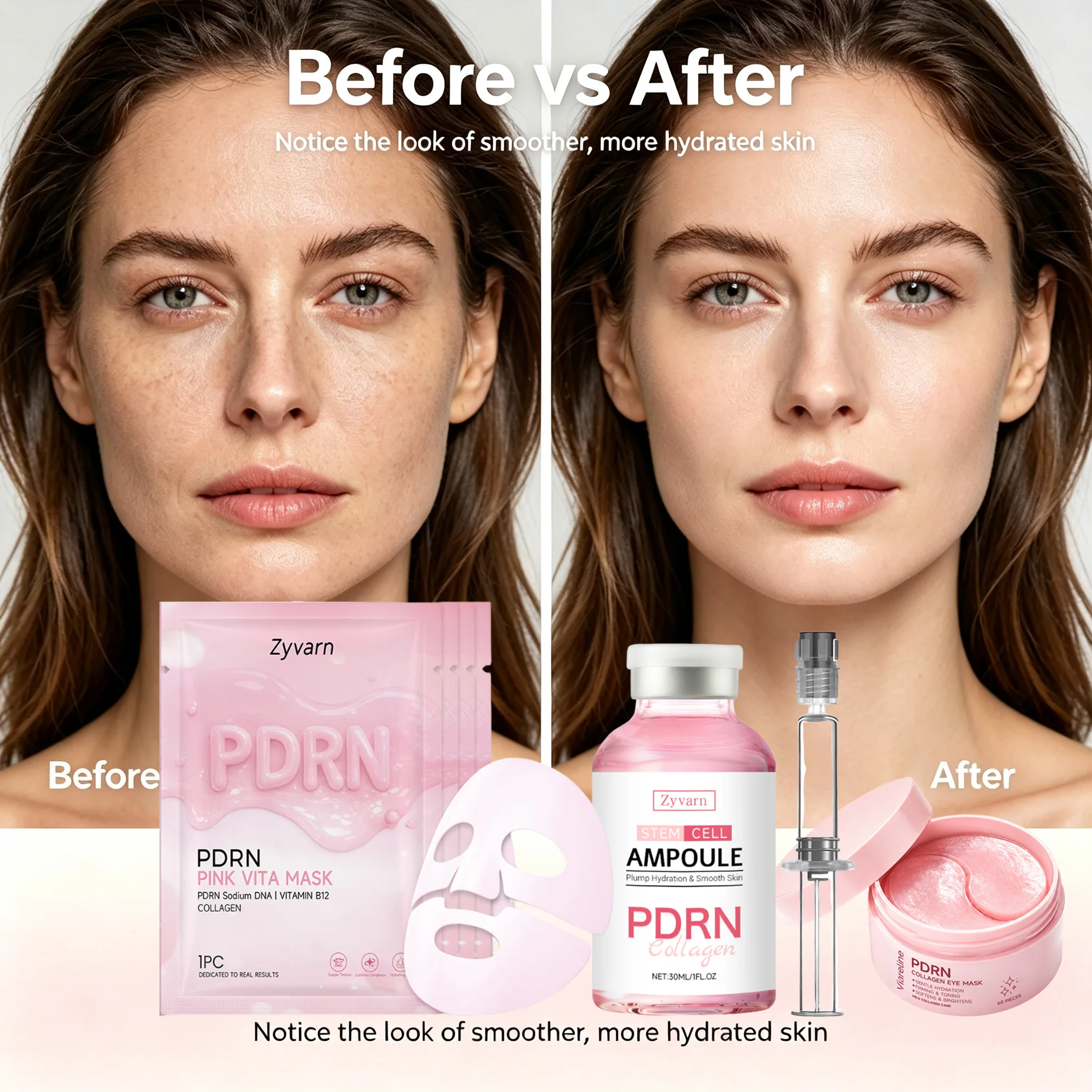 PDRN DNA Skincare Topical Serum Ampoule Pink Vita Mask Hydrogel Eye Patch for Glass Skin Anti-Aging Barrier Repair Kit K-Beauty