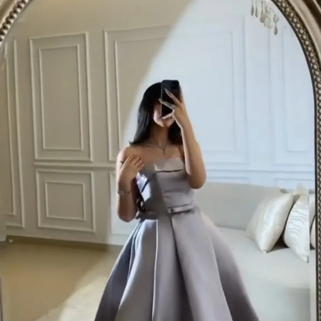 Elegante kurze Satin träger lose Abendkleider mit Gürtel فساتين الس카رة a-Linie ärmellose Ballkleider Robe de Soirée für Frauen