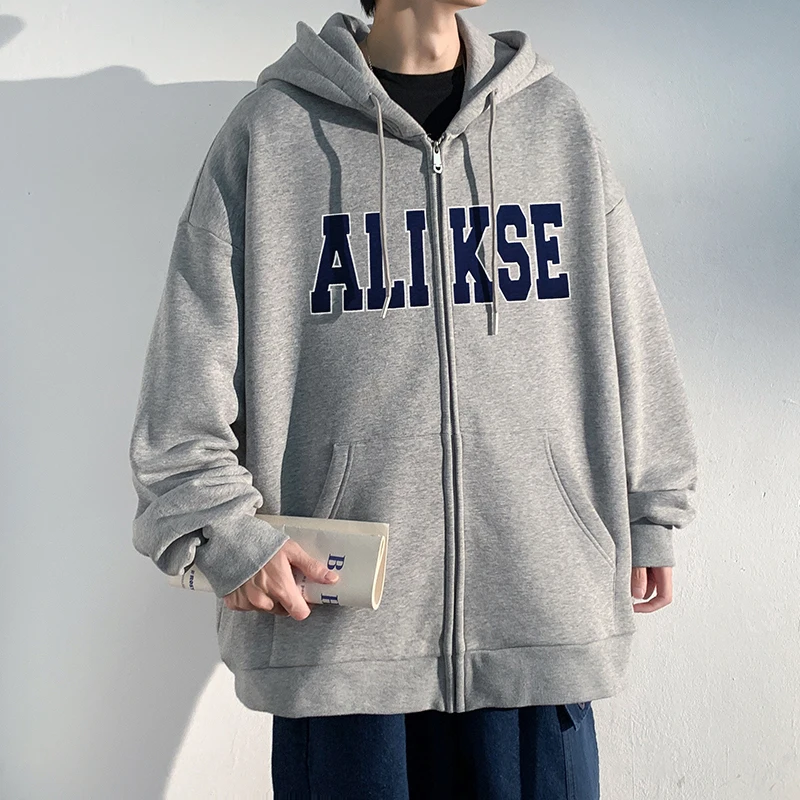 

Loose Men's Hoodie Jaet American Lazy Chic Couple Sle Spring Autumn Youth Vitali Pattern Text Non-Removable Collar