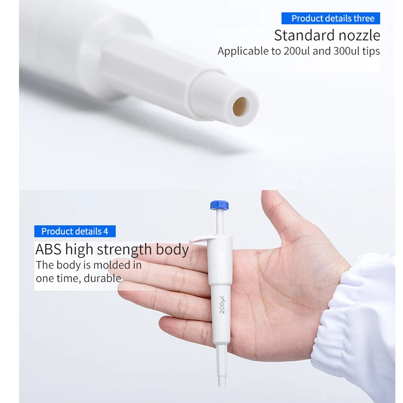 200ul Mini Pipette Manual Laboratory Pipettes Fixed Volume Micro Pipette Compatible With Universal 200μl Tips Lab Supplies