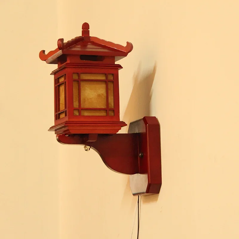 Antique chinese retro wood wall lamp sconce light e27 restaurant hotel bedroom wall sconce vintage light fixture art deco ZM1110