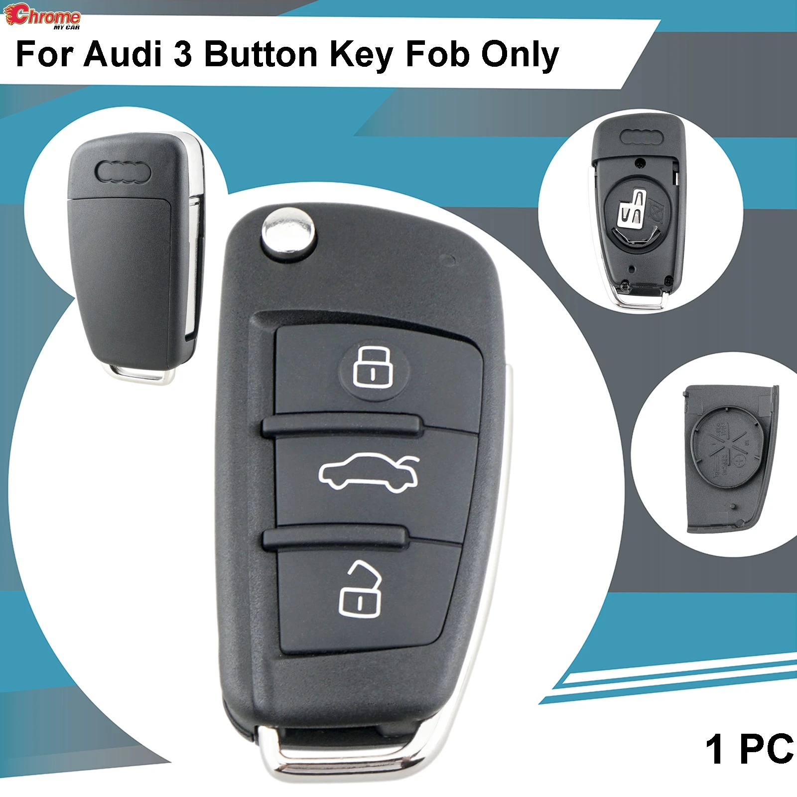 

Car Flip Remote Key Case Cover Shell 3 Button For Audi A3 A4 A6 Q3 TT Quattro TT A4 A6 A8 2006-2013 Remote Key Holder Protect