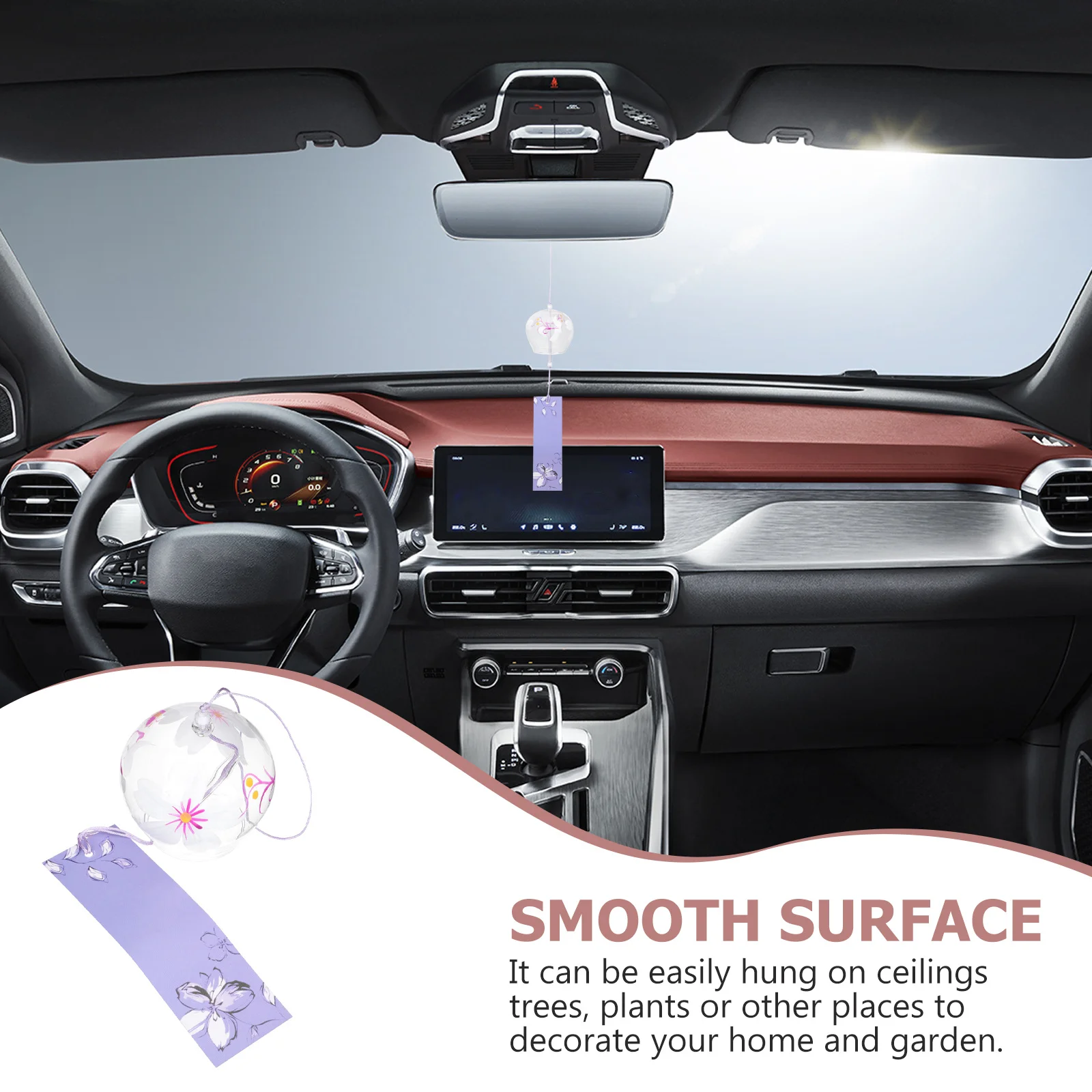 

Glass Wind Chime Japanese Style Flower Pattern Hanging Decoration for Garden Balcony Patio Outdoor Wind Bell Decor