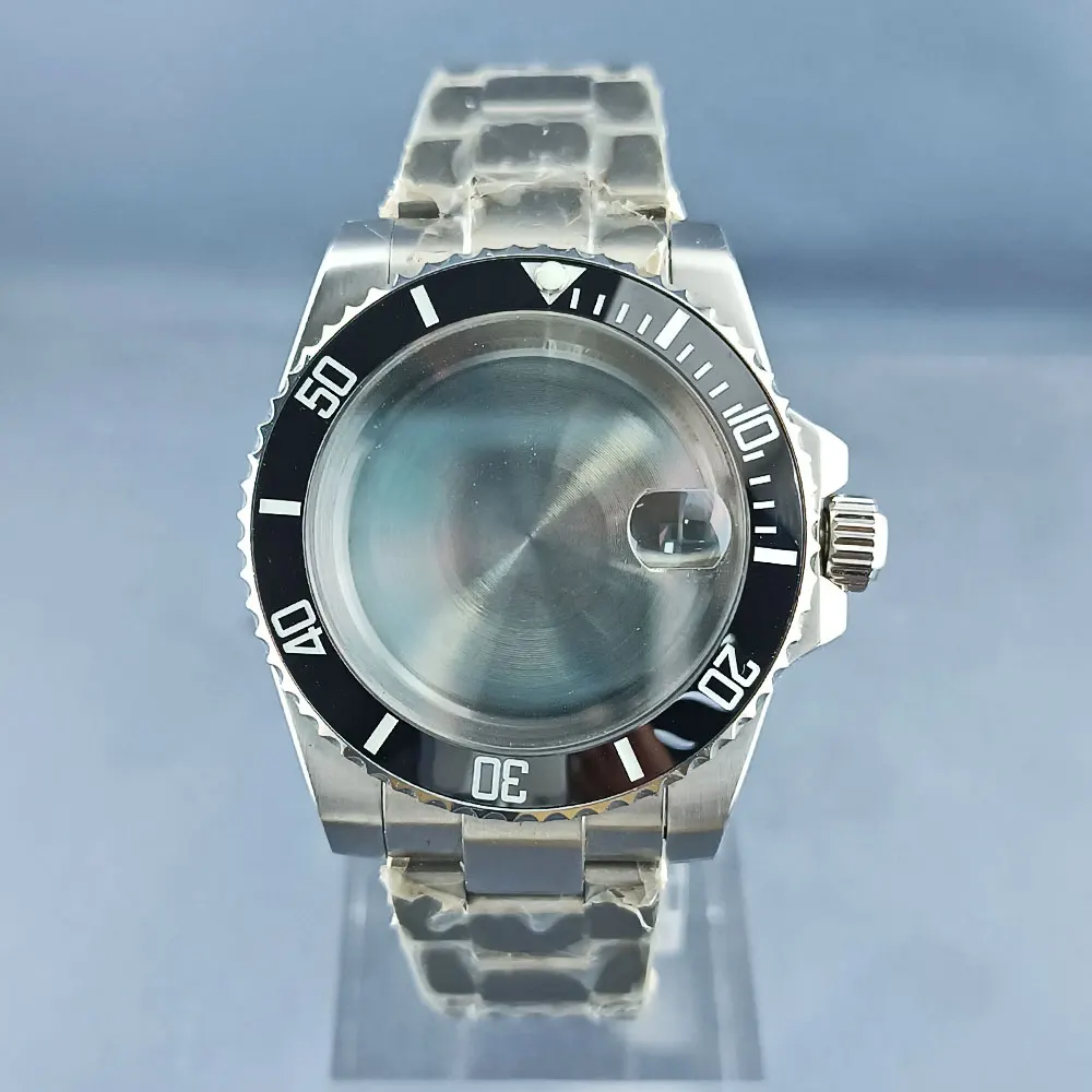 

40mm sealed back cover watch case Fit NH movement 34 35 36 movement 120 click bezel 316L sapphire glass clasp and bracelet