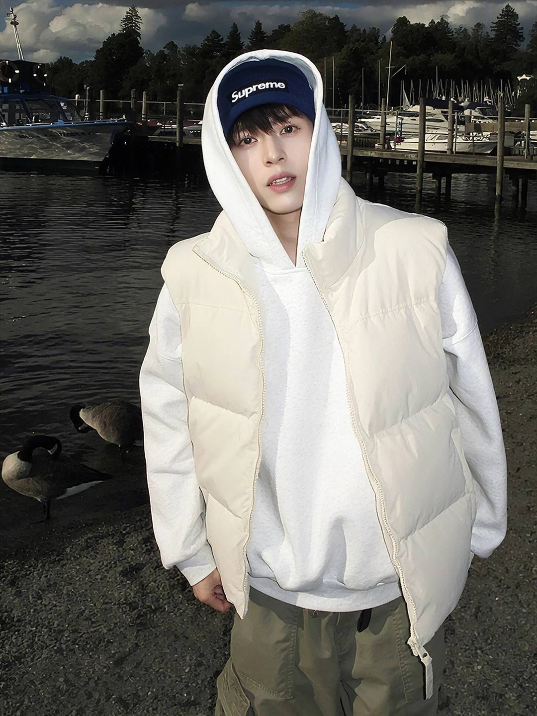 

Lightweight Padded Vest Men's Sle Autumn Winter Thi Warm Jaet Stand Collar oulder Pad Cotton Clothes Youth Faion