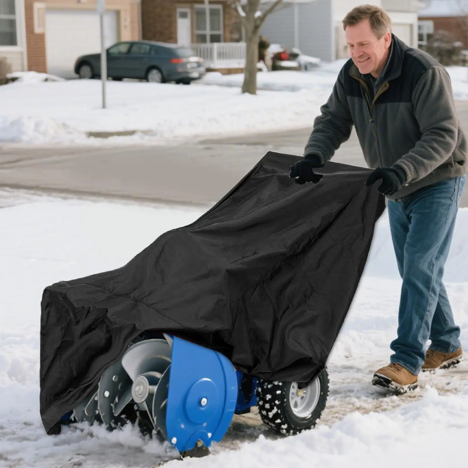 Heavy-Duty Mower Protector Dustproof Snow Blower Cover Snow Thrower Cover For Patio Driveway Garden Roof Garage Sidewalk Deck