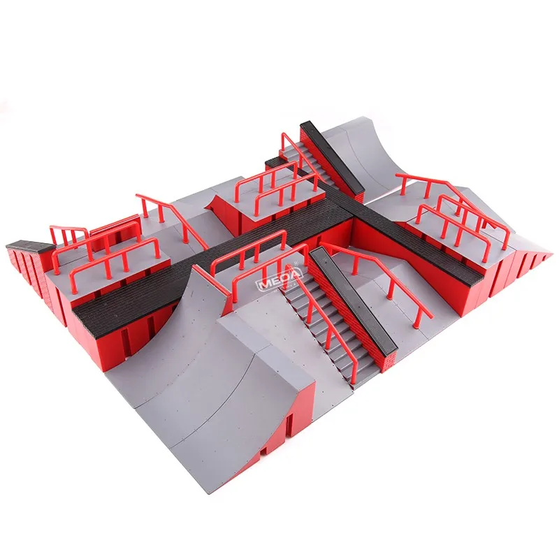 Mini set di parchi per skateboard da dito 8 in 1 con scale, rampa, scooter, posto, colore grigio, giocattoli per interni, skateboard da dito, regali, giocattoli