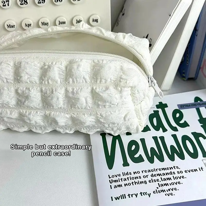 Niedliches Federmäppchen in Form eines Crêpe-Puffs, Schultasche für Schreibwaren, Federmäppchen mit Reißverschluss für Mädchen und Kinder, Kawaii-Stifthalter und Organizer. – Detail 10