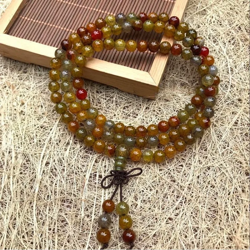 108-bead Buddhist prayer bead bracelet with dragon pattern made of natural dragon scale stonesuitable for both men and women