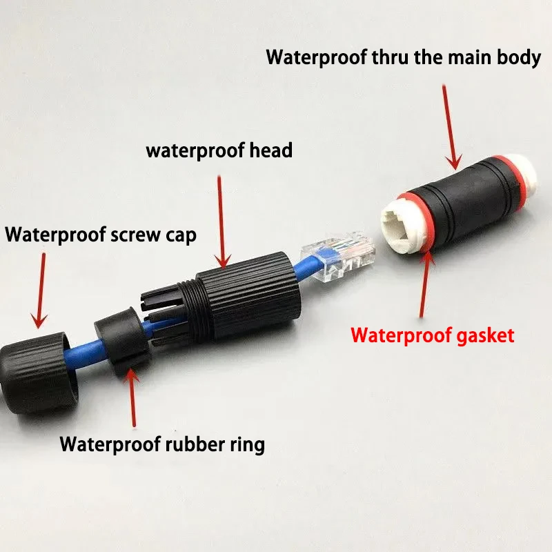 

Plug Socket Weatherproof Straight Connector Quick Scre IP68 Waterproof Wire Connector Electrical Cable Outdoor RJ45