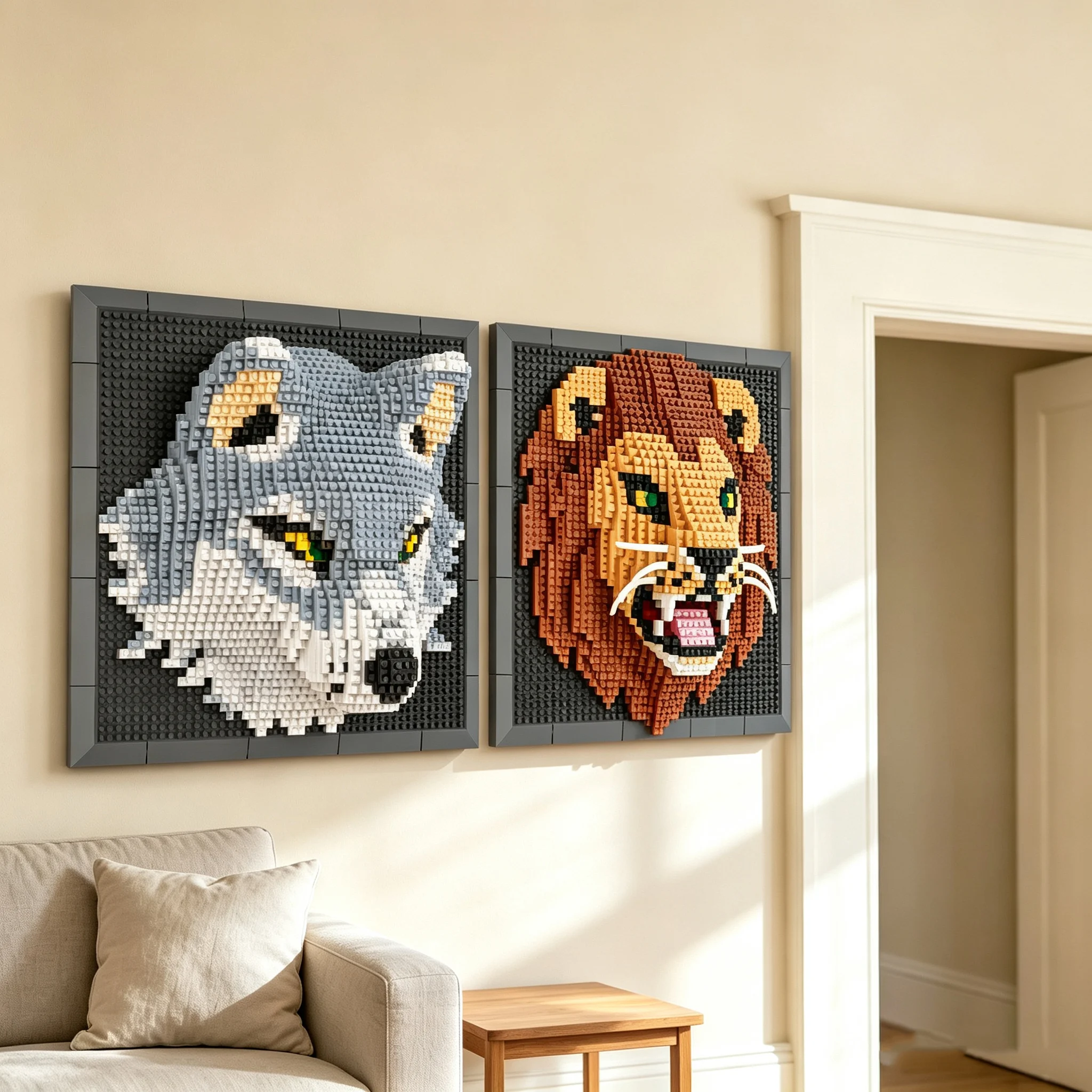 Lion Wolf Animal 3D Wall Art Assembly Set for Adults Unique Home Wall Decor or Table Display Birthday Gifts Home Decoration