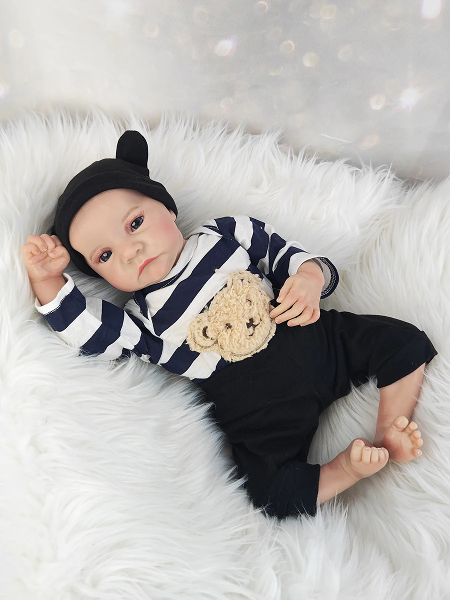 18Inch 46cm Boy Soft Cloth Body Dolls Painted Newborn Baby Doll Toys For Kid's Christmas Gift Muñecas Reborn