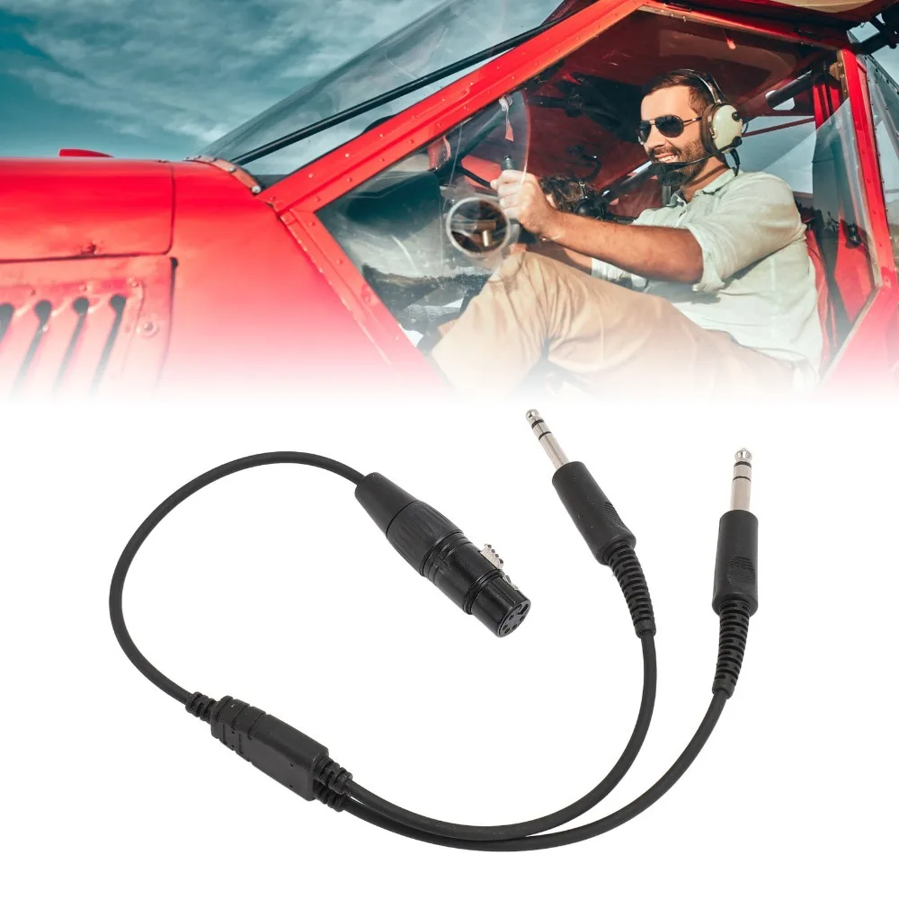 

5 Pin XLR Female 5 Pin XLR to GA Dual Male Plug Adapter Y Splitter Cable XLR Female to Dual GA Adapter Aviation Headset Adapter