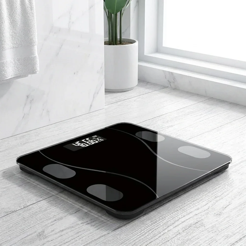 Hochpräzise Digitale Badezimmerwaage mit Leicht Ablesbarem LCD-Display Bluetooth-fähig Multi-Körperdaten-Tracking Batteriebetrieben E