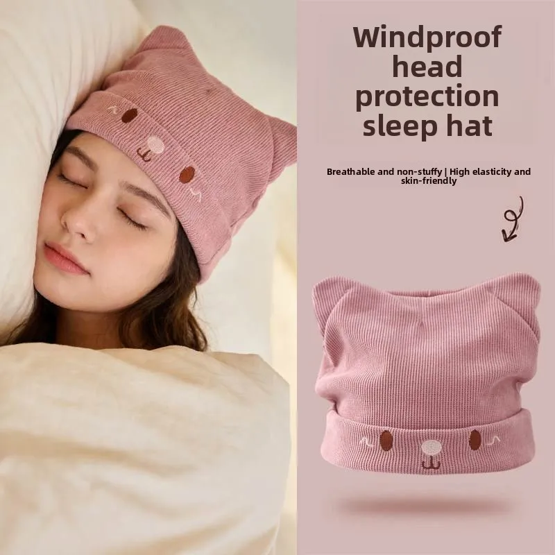 Women's Sleep Hat Non-Pressing Hair Special for Migraine Sleep Postpartum Capsule Hat Comfortable Unisex Mid-Thickening