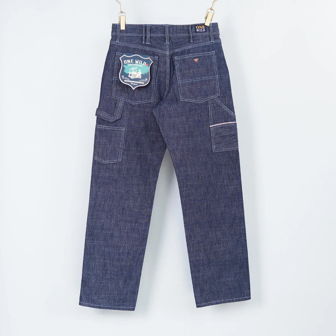 Pepper Salt 13oz 100% Cotton Washed Selvedge Denim Workwear Jeans for Men American Retro Casual Loose Straight Long Cargo Pants