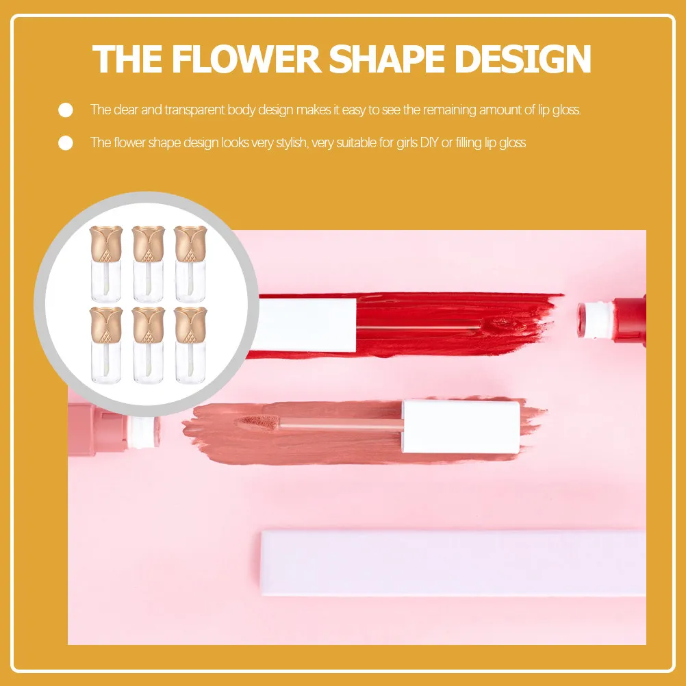 

6pcs Empty Gloss Bottles Refillable Transparent Gloss Tubes With Wand For Diy Lip Oil Storage Travel Portable Small Lip Color