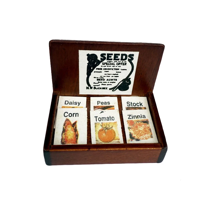 1/12 escala casa de bonecas caixa de venda de sementes de madeira caixa de exibição cena fazenda decoração brinquedos casa de bonecas acessórios fingir jogar brinquedo para