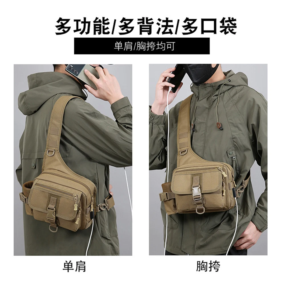 Tactical Shoulder Bag Multifunctional Camouflage Sport Messenger Pack Large Capacity Multi-layer Pouch for Travel Camping Hiking