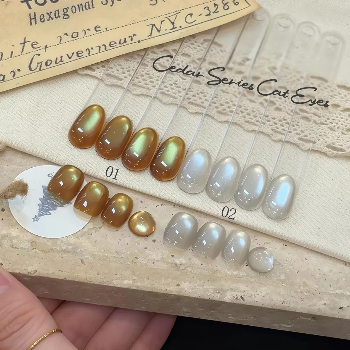 1pcs TC Ice Transparent Color light Cedar Series Cat Eye Gel Nail Polish Whitening Bright Delicate Silk Glass Beads Nail Art