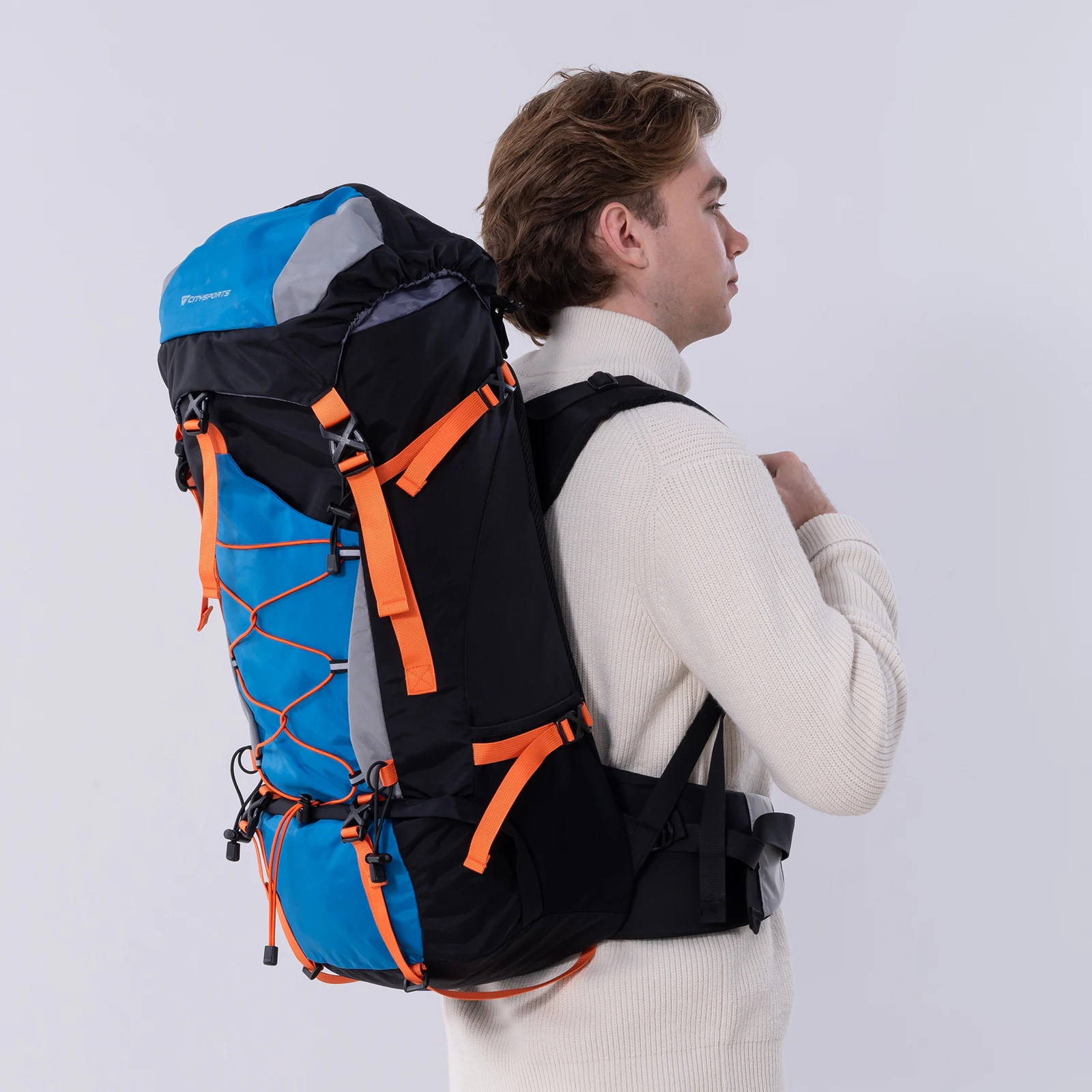 CITYSPORTS PRO Wanderrucksack, Faltbarer Reiserucksack, Trekkingrucksack, 60L (55 + 5), Outdoor-Sport-Reise-Tagesrucksack mit Regenschutz – Detail 1