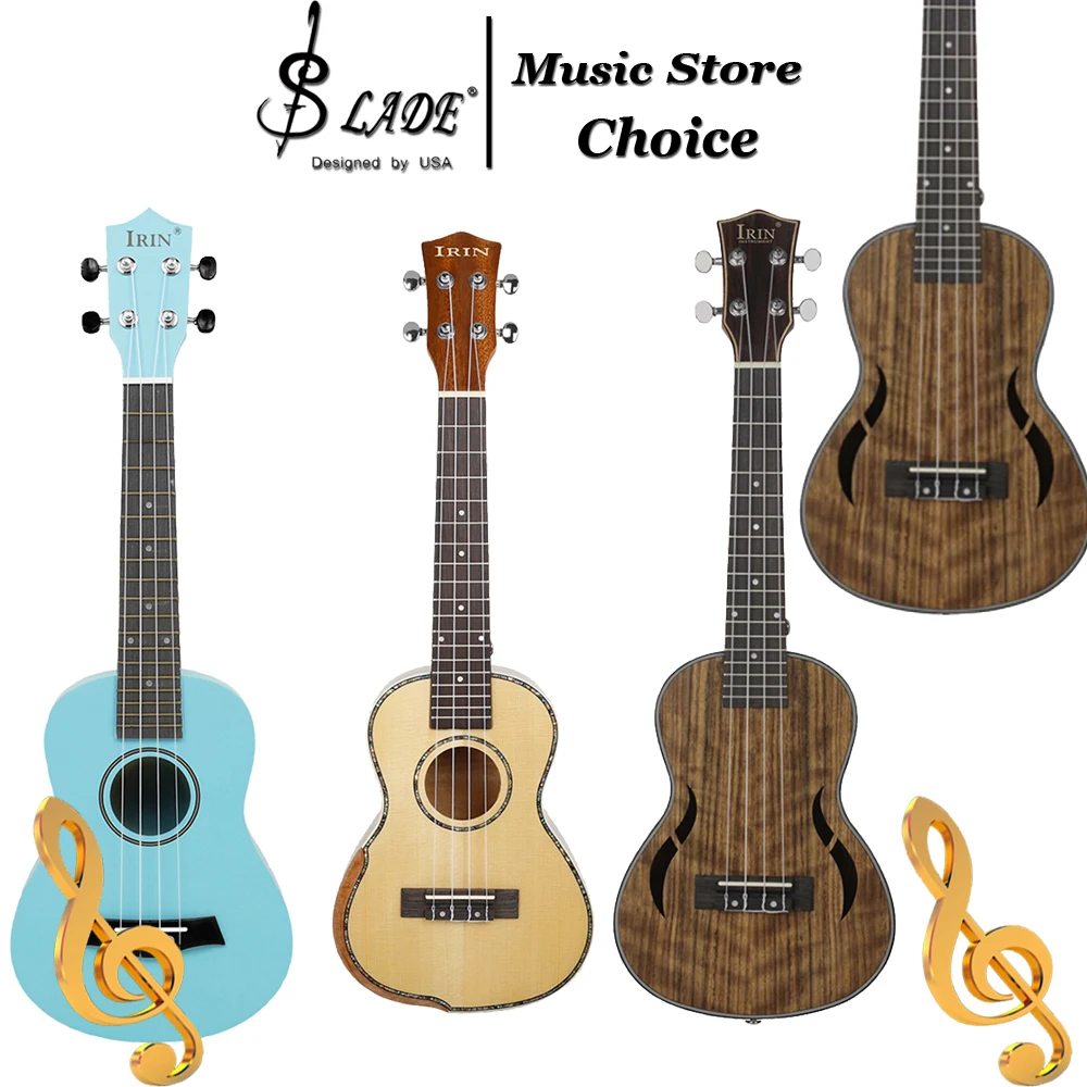 IRIN 23 Inch Ukulele Basswood Blue Muffled Guitar Hand Polished Concert Performance Pro Ukulele Ideal Choice for Children Gifts