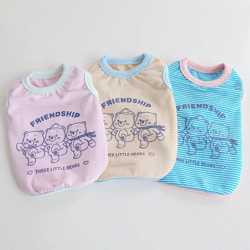 Miękkie ubrania dla psów dla małych psów kreskówka niedźwiedź kamizelka dla psa oddychająca fajna koszula letnia kamizelka dla kota kostium dla zwierząt Yorkshire