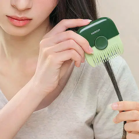 Cortadora de pelo portátil 2 en 1 para niños, corte de pelo de bebé y peine de peluquería, corte de flequillo y recortador de pelo roto Manual, 1/2 Uds.