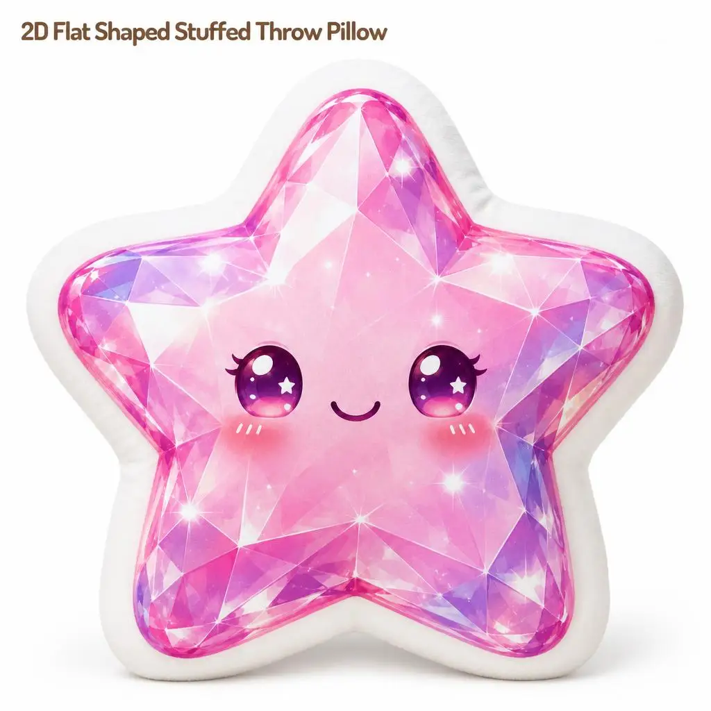 Pink Crystal Star Sparkly Gemstone Kawaii Plush Pillow Cushion Irregular Stuffed Throw Pillow Home Decor Gift Sofa Bed Home