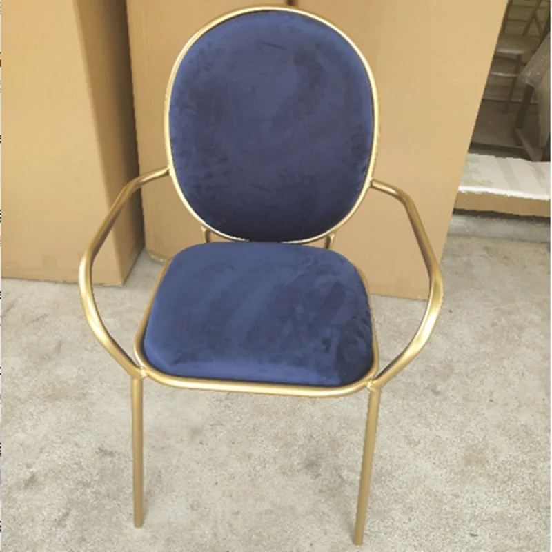 

Nordic dining chair flannel negotiation table and chair wrought iron dressing chair suitable for bedrooms and living rooms