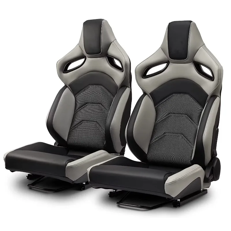 9007 Grey Shining Mesh Fabric Adjustable Interior Accessories Simulator Sim Bucket Car Racing Seats