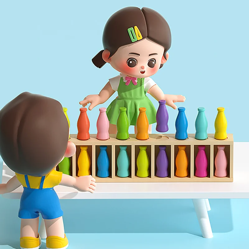 Fun Guessing Bottle Color Challenge Game Set Beverage Matching Toy Memory and Logic Thinking Training Educational Board ToyGift﻿