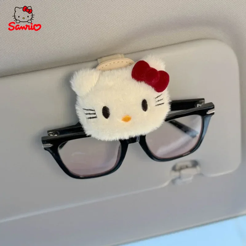 

Sanrio Hello Kitty Universal Car Sunglasses Clip Card Ticket Holder Stand Fastener Pen Case Eyeglasses Sun Visor Car Accessories